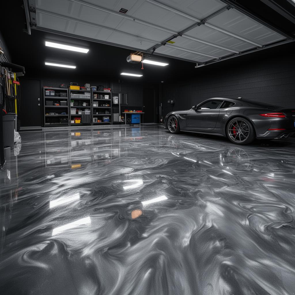 Premium metallic epoxy garage floor