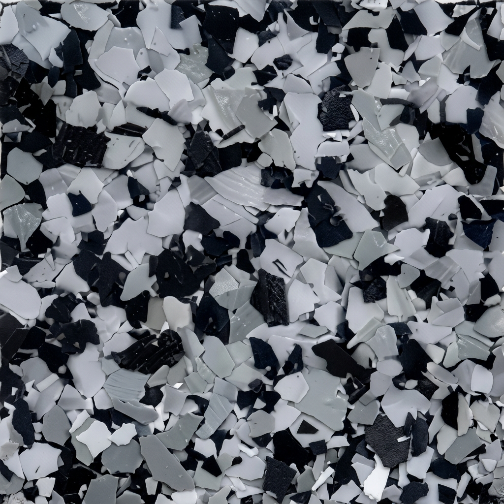 Domino vinyl flake epoxy floor coating - Cap City Garages Columbus OH