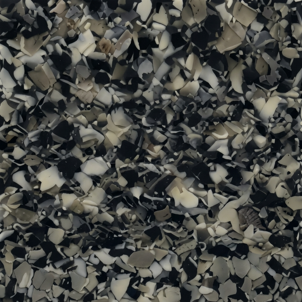Gunflint vinyl flake epoxy floor coating - Cap City Garages Columbus OH